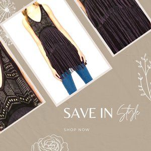 BULLY Designer FRINGE & BLING Dangling TANK TOP Embellished T-SHIRT Priced CHEAP